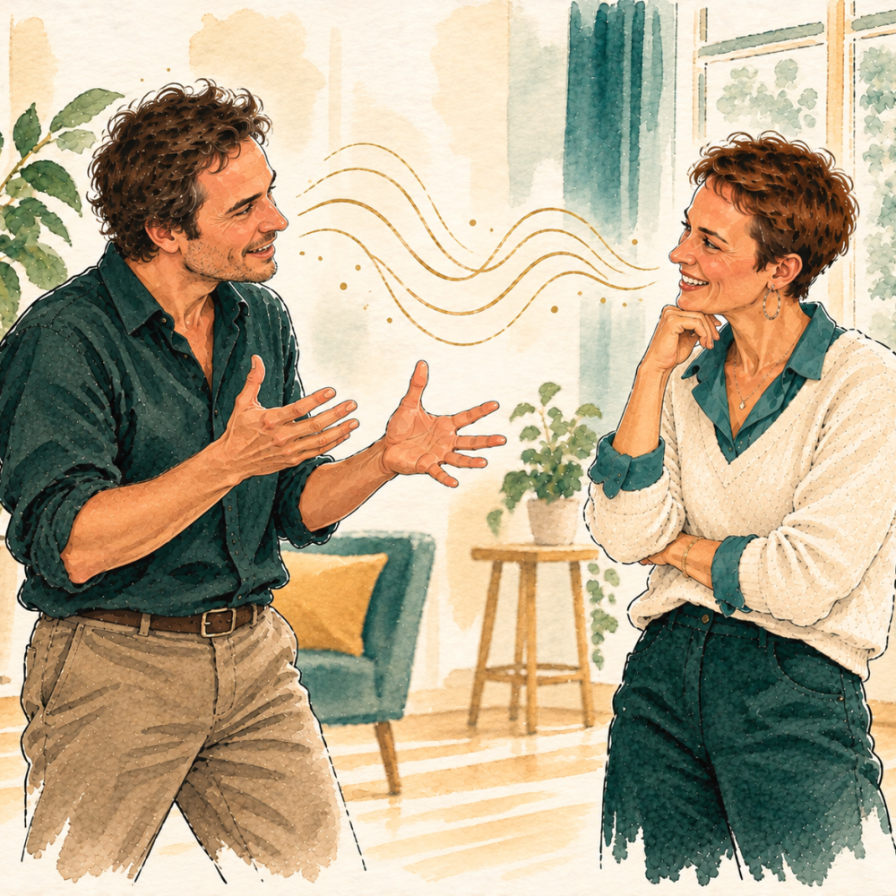 Conversation chaleureuse entre deux amis Conversation chaleureuse entre deux amis