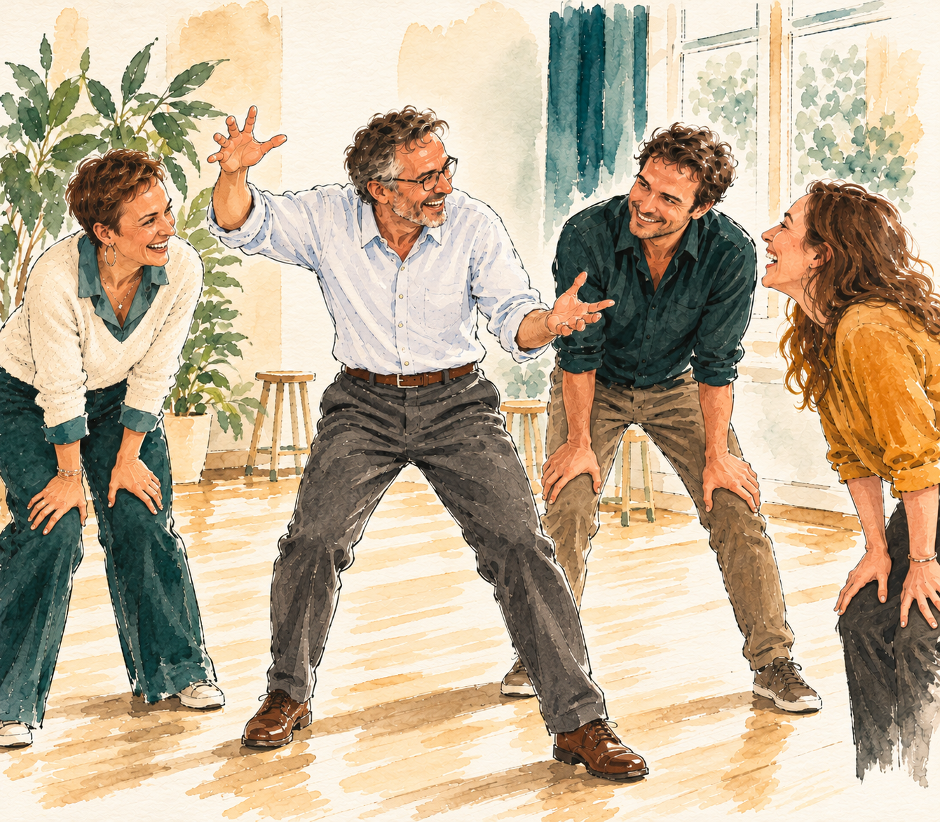 Improvisation joyeuse en studio aquarellé
